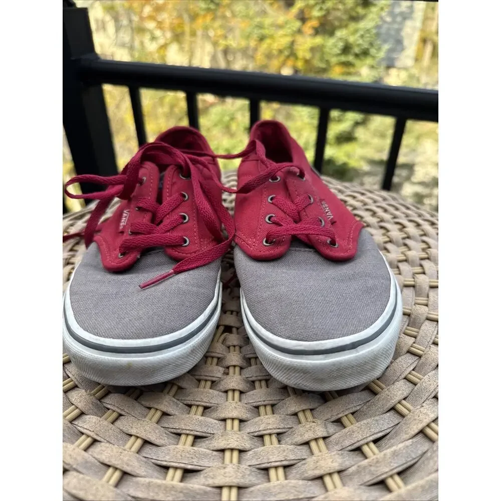 Vans Red and Gray Lace Up Sneakers Youth 5.5 Kids EU 37 UK 4.5 Shoes Kicks